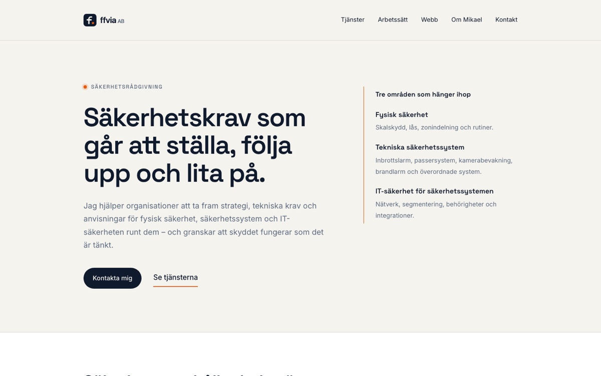 Startsidan för ffvia.se