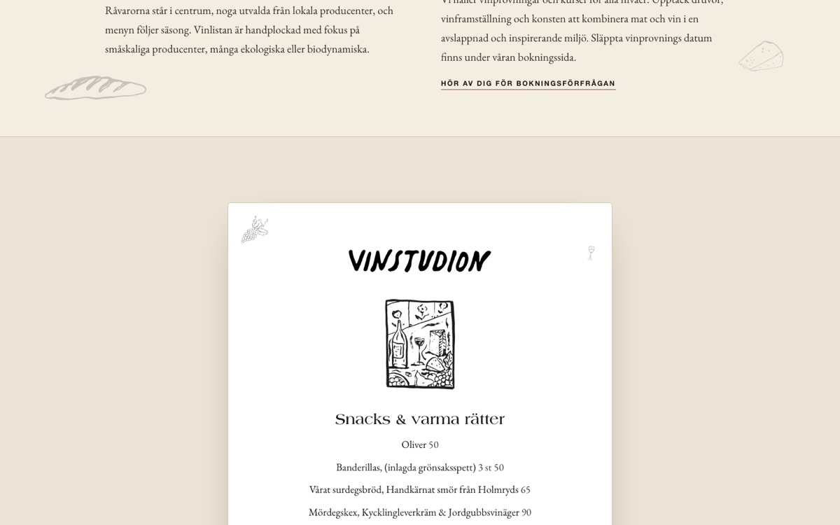 Om Vinstudion och serveringsmenyn på vinstudion.com